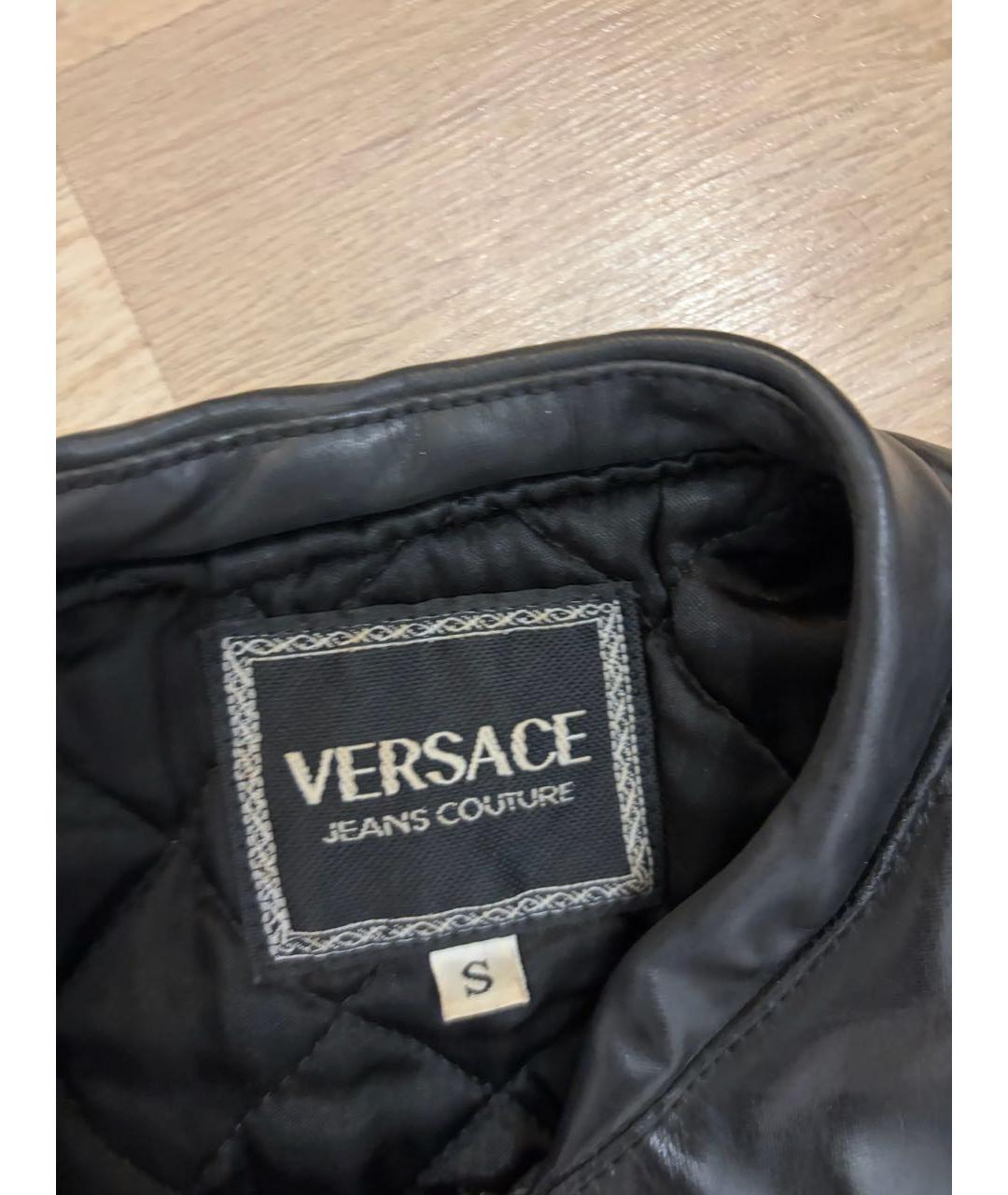 VERSACE Черный кожаный жилет, фото 3