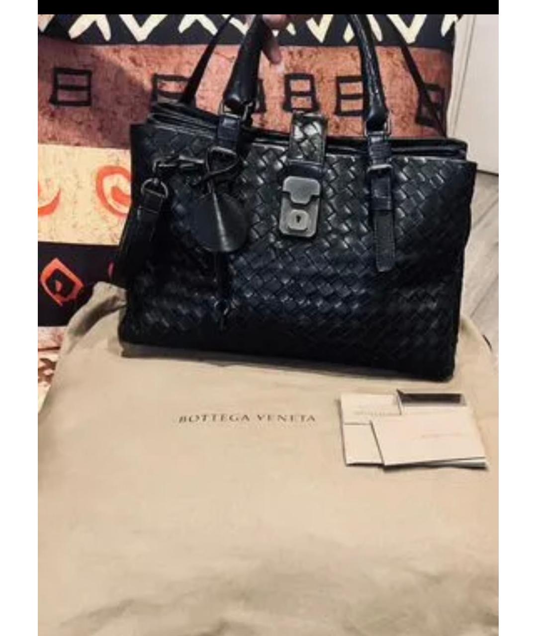BOTTEGA VENETA Черная кожаная сумка тоут, фото 3