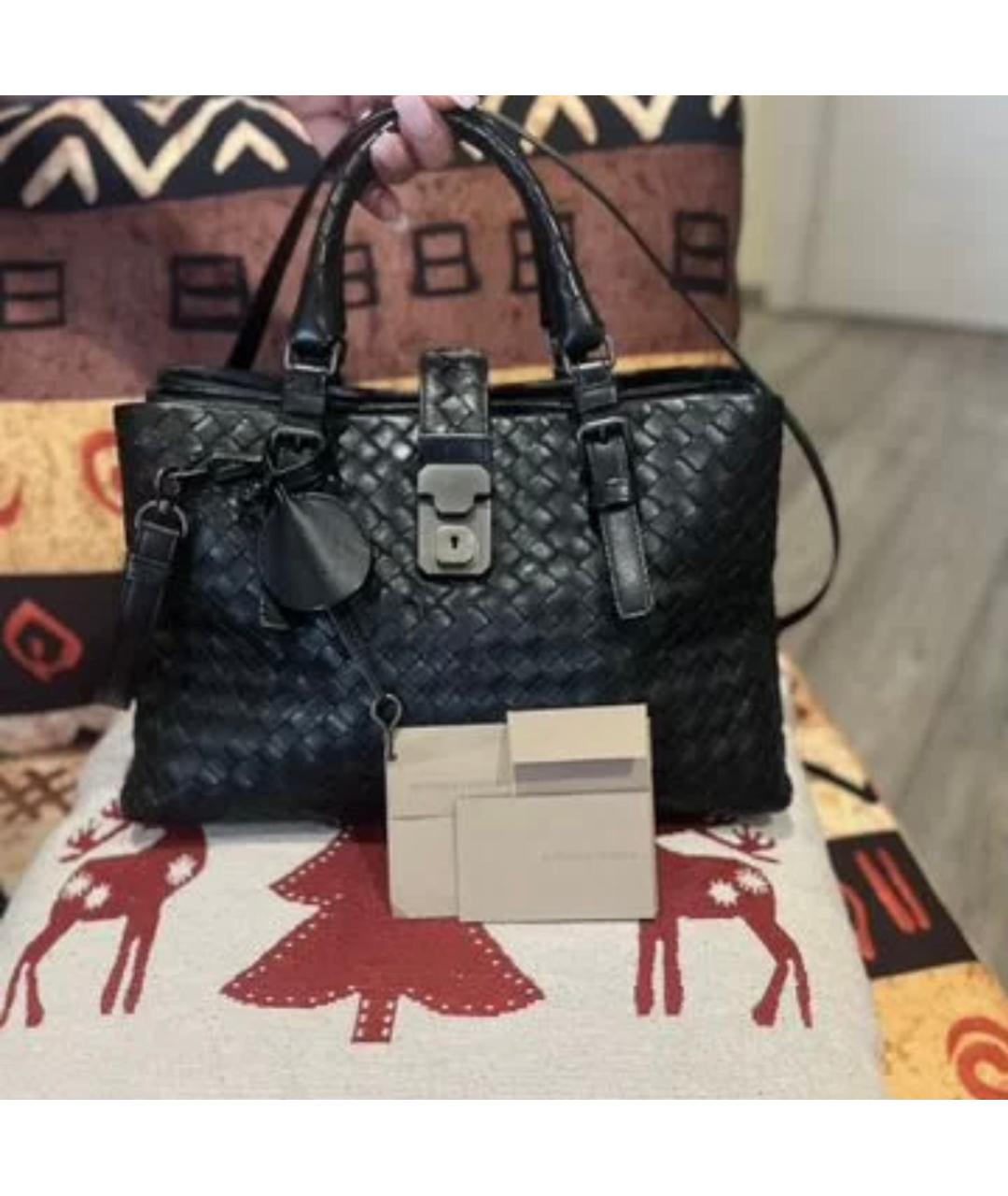 BOTTEGA VENETA Черная кожаная сумка тоут, фото 2