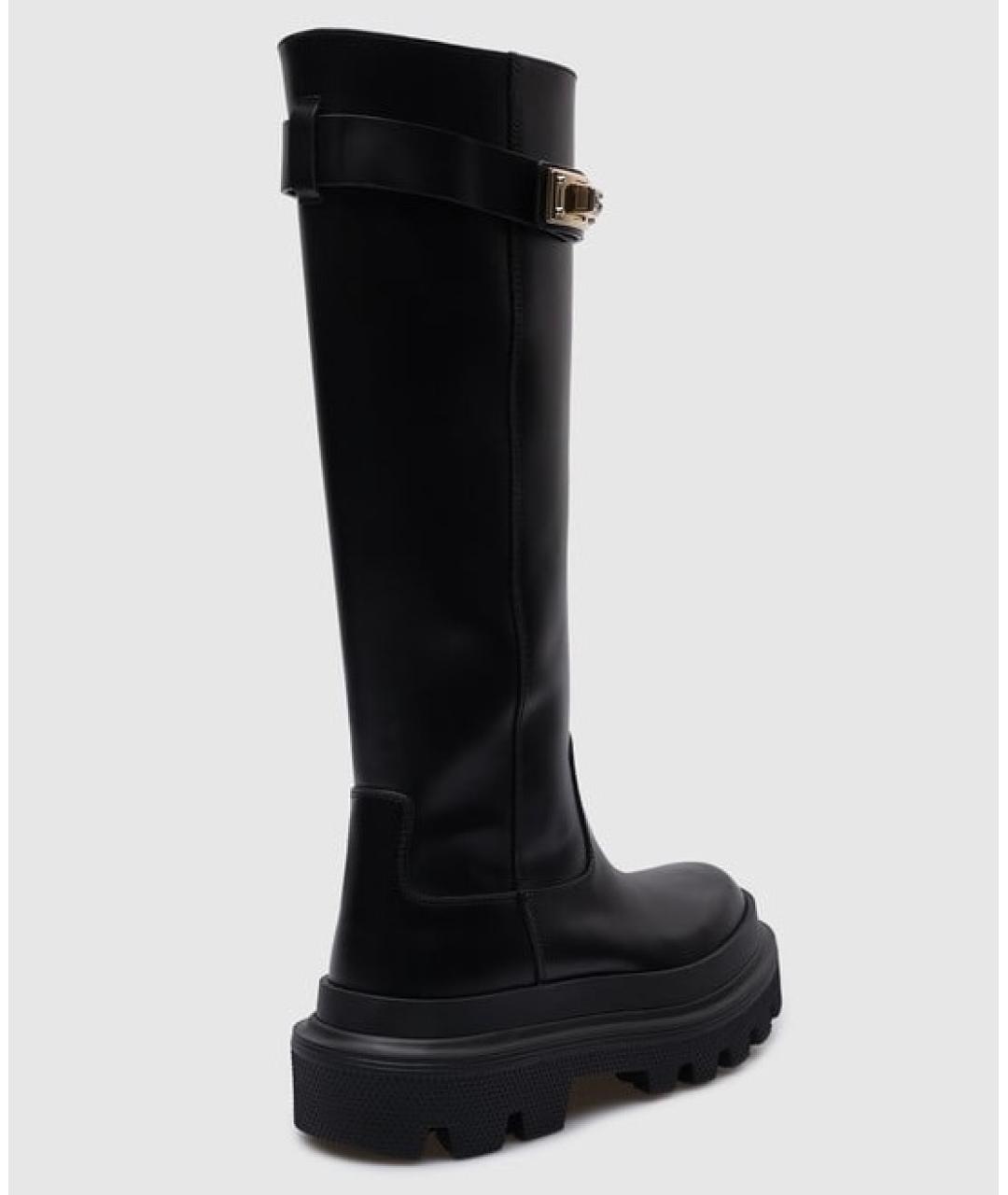 DOLCE&GABBANA Черные кожаные сапоги, фото 3