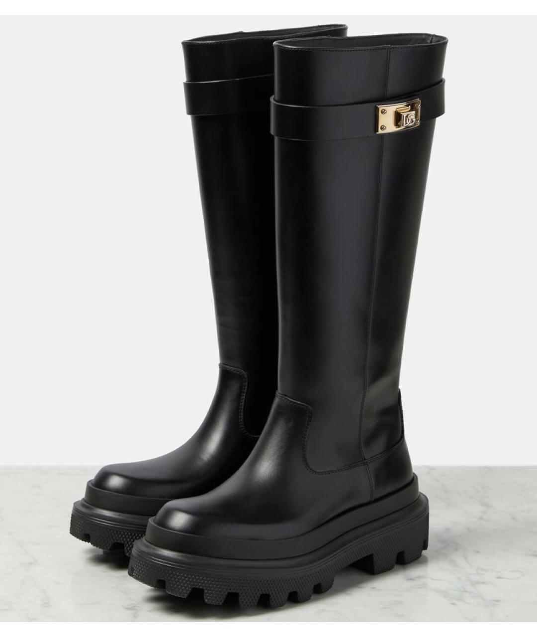 DOLCE&GABBANA Черные кожаные сапоги, фото 6