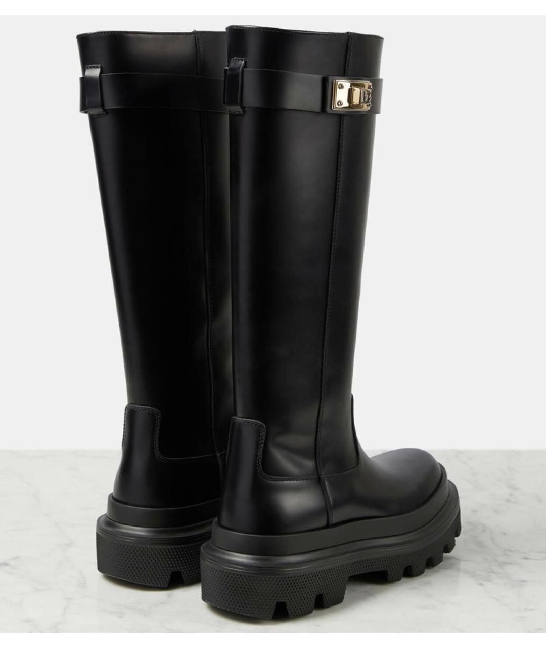 DOLCE&GABBANA Черные кожаные сапоги, фото 7