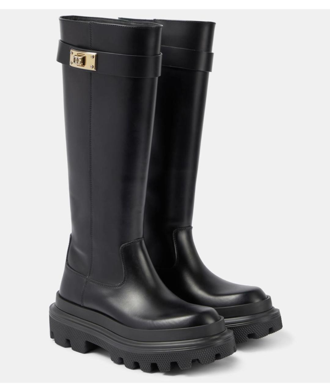 DOLCE&GABBANA Черные кожаные сапоги, фото 4
