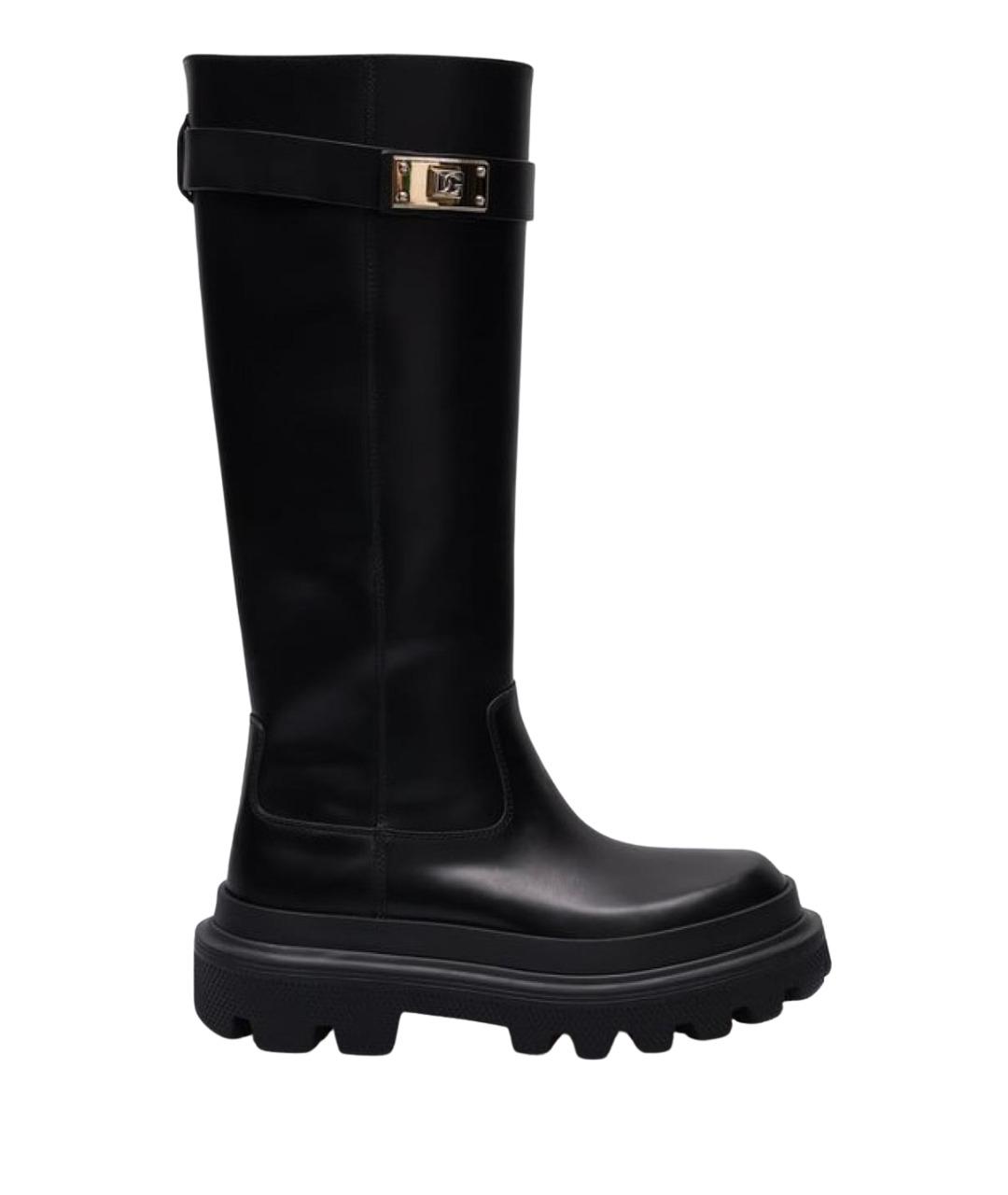 DOLCE&GABBANA Черные кожаные сапоги, фото 1
