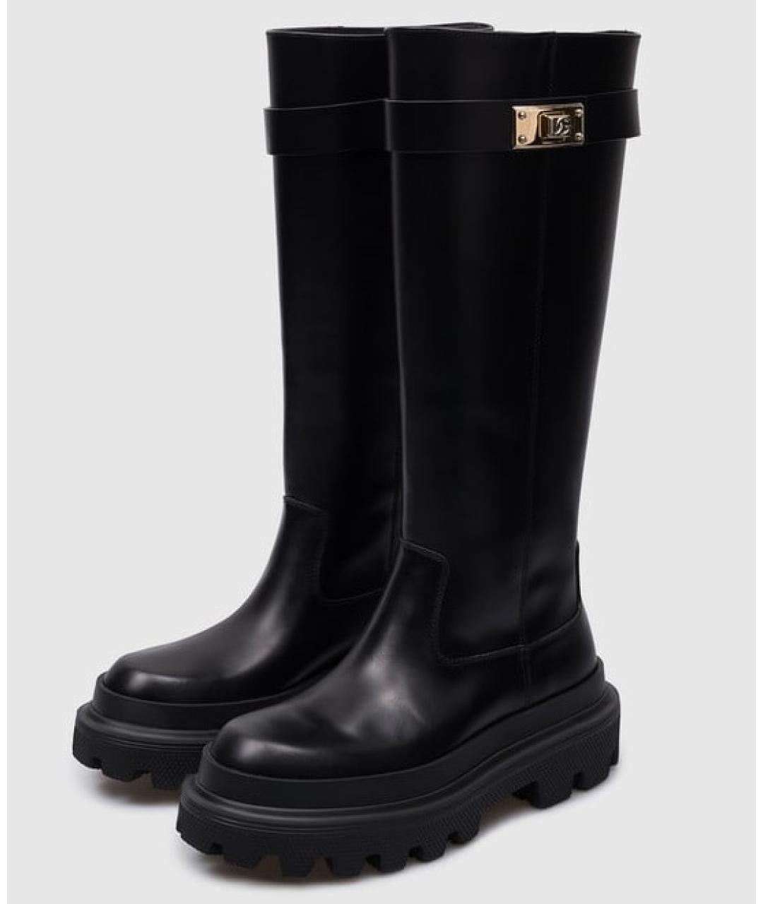 DOLCE&GABBANA Черные кожаные сапоги, фото 2