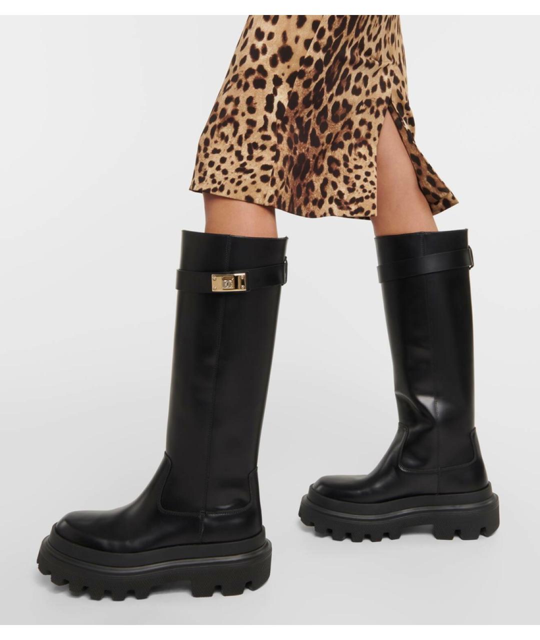 DOLCE&GABBANA Черные кожаные сапоги, фото 8
