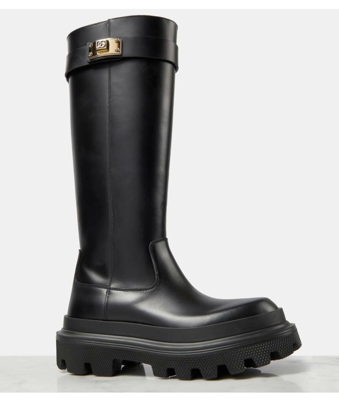 DOLCE&GABBANA Черные кожаные сапоги, фото 5