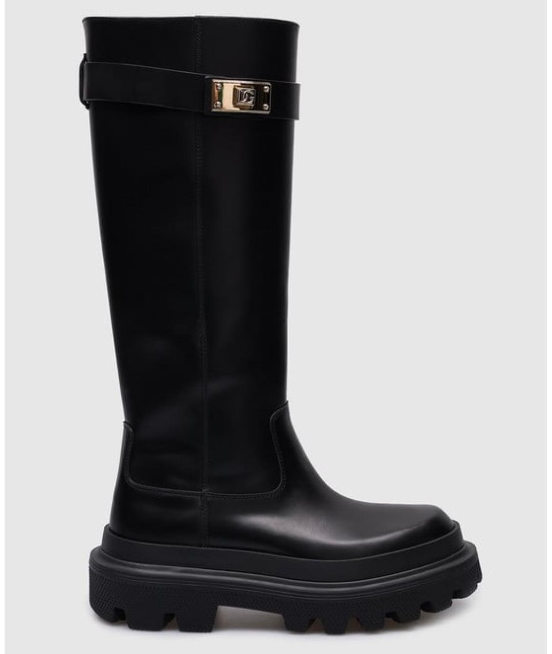 DOLCE&GABBANA Черные кожаные сапоги, фото 10