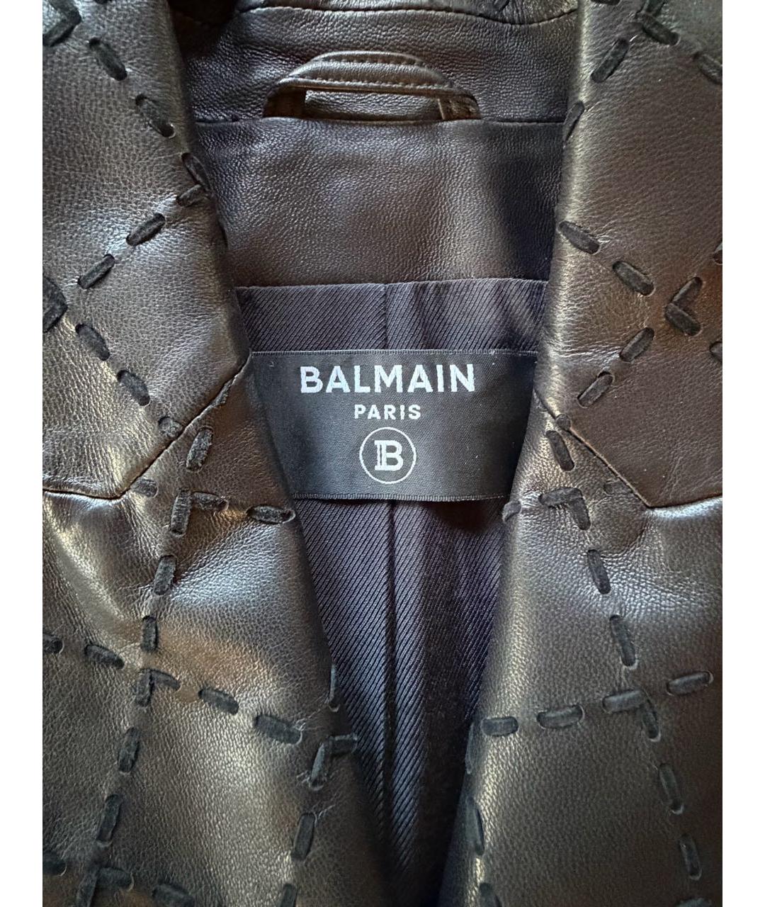 BALMAIN Черный кожаный жакет/пиджак, фото 6