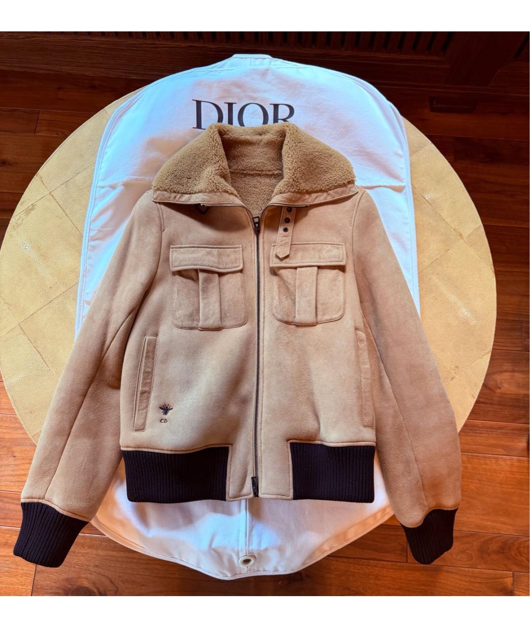 CHRISTIAN DIOR Бежевая замшевая дубленка, фото 5