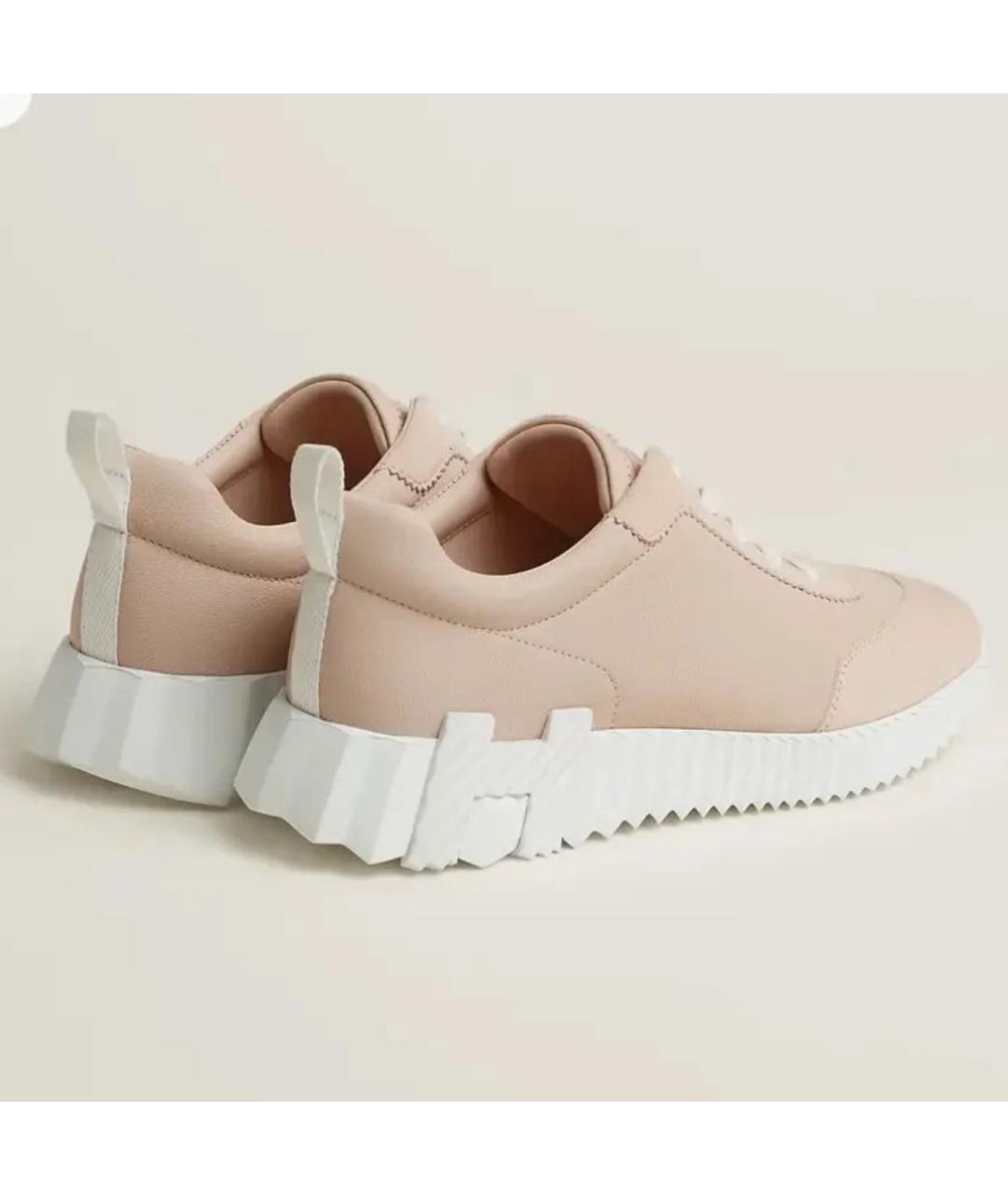 HERMES Розовые кожаные кроссовки, фото 4