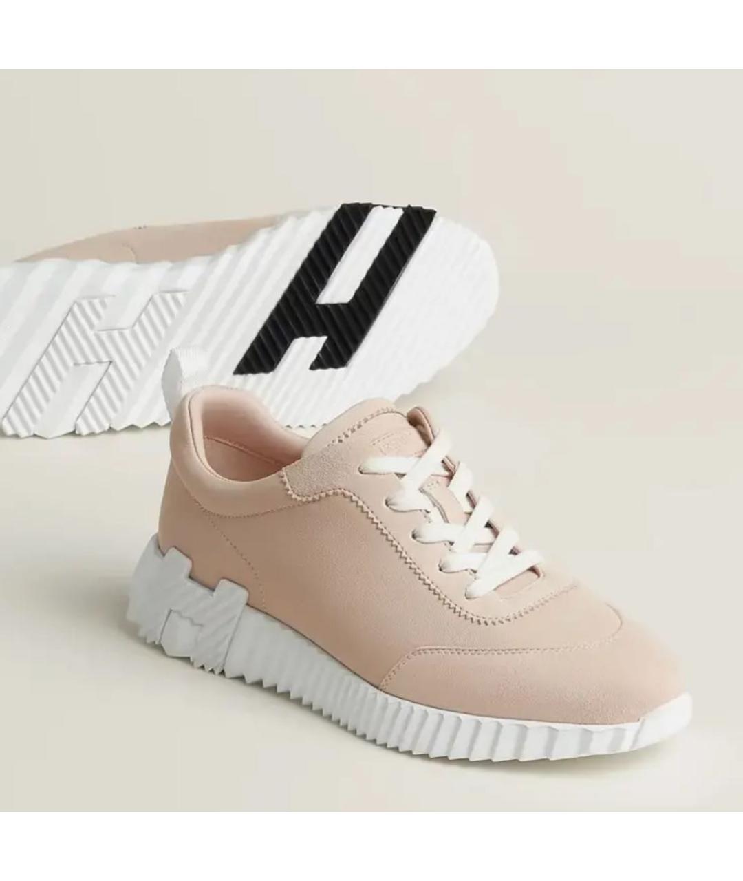 HERMES Розовые кожаные кроссовки, фото 2
