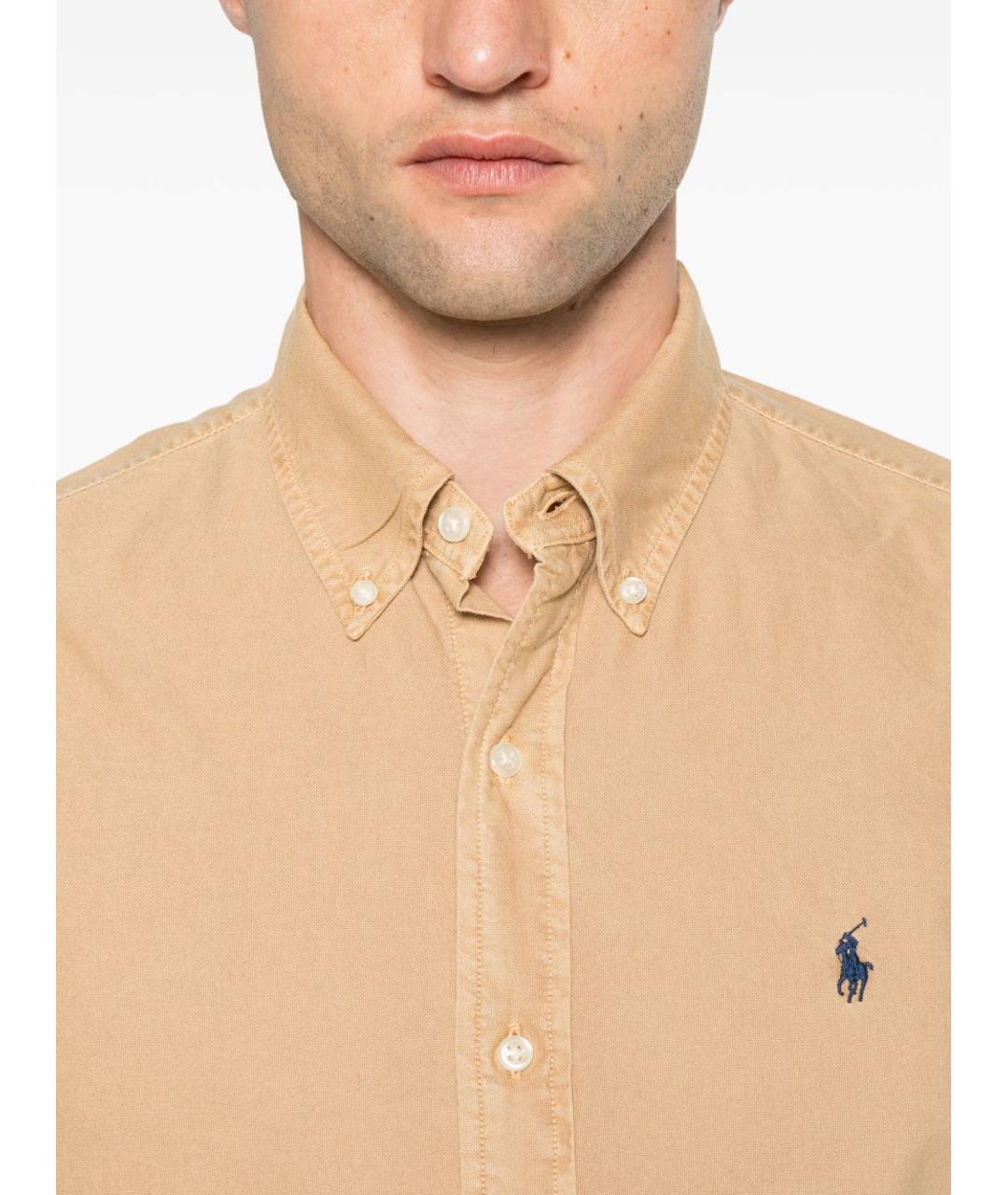 POLO RALPH LAUREN Бежевая хлопковая кэжуал рубашка, фото 3