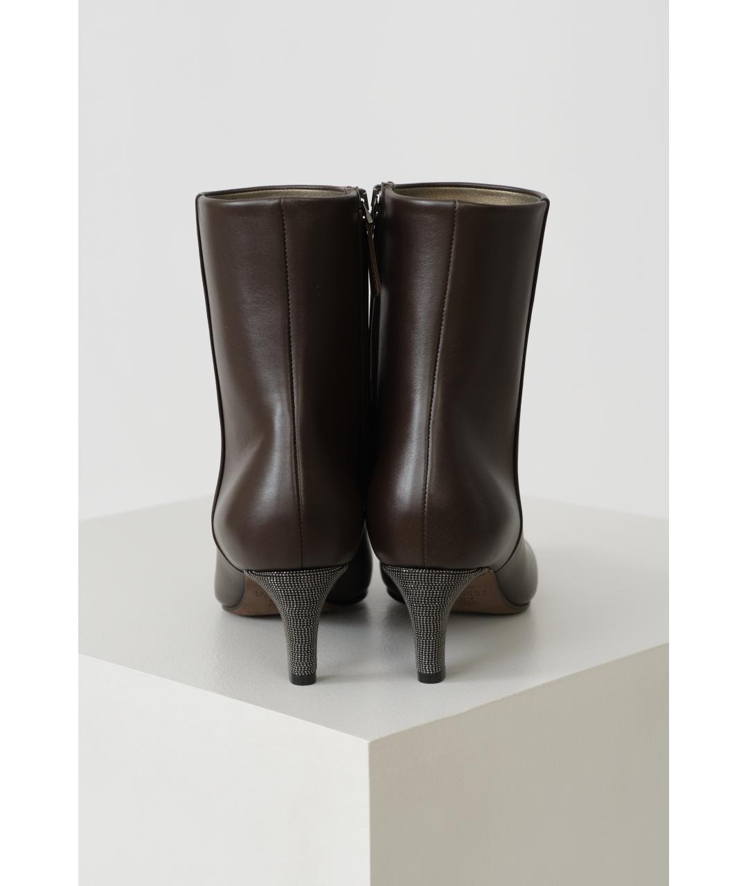 BRUNELLO CUCINELLI Коричневые кожаные ботильоны, фото 3