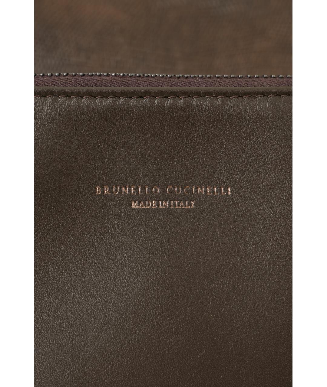 BRUNELLO CUCINELLI Коричневая кожаная сумка через плечо, фото 5