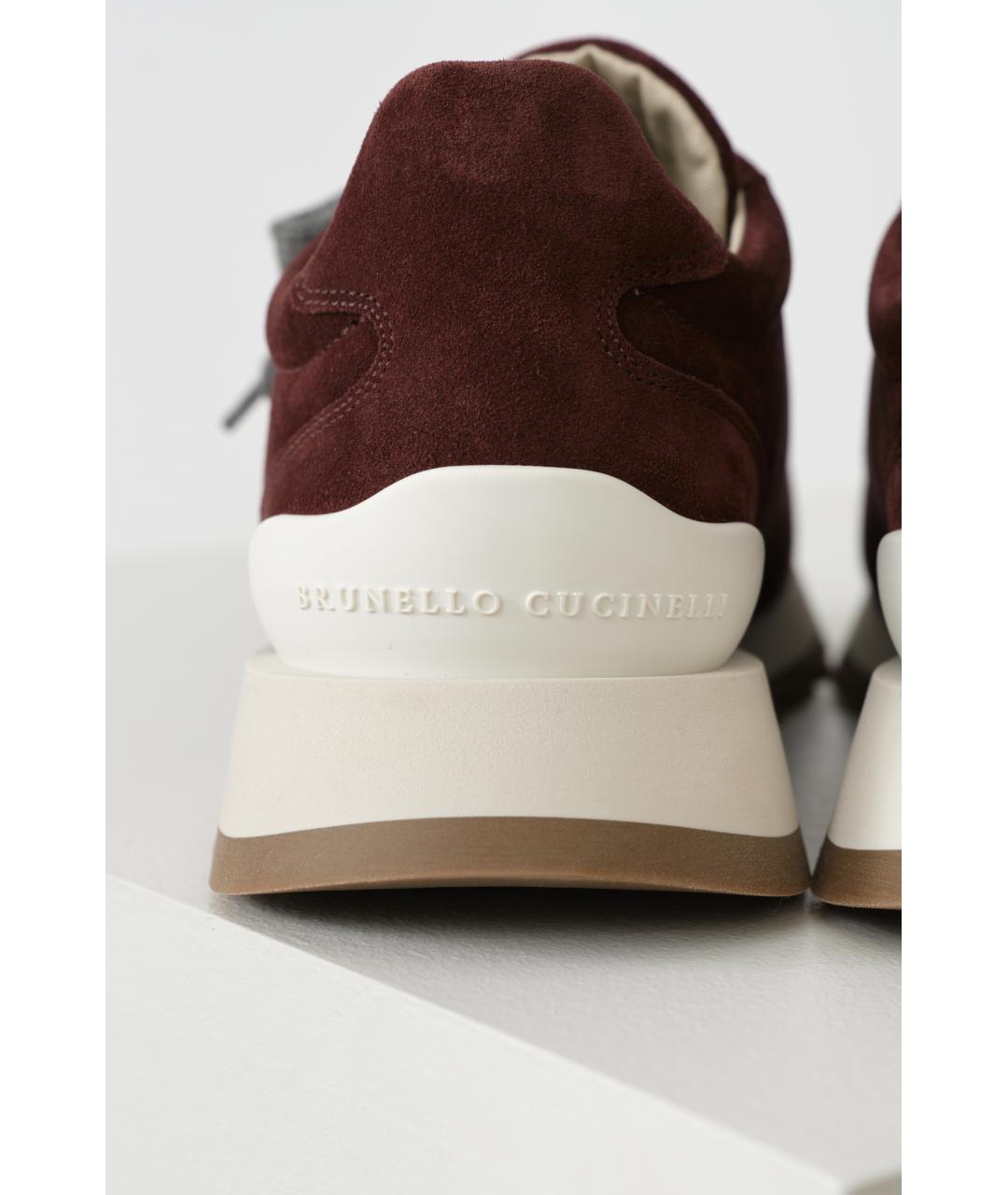BRUNELLO CUCINELLI Бордовые замшевые кроссовки, фото 6