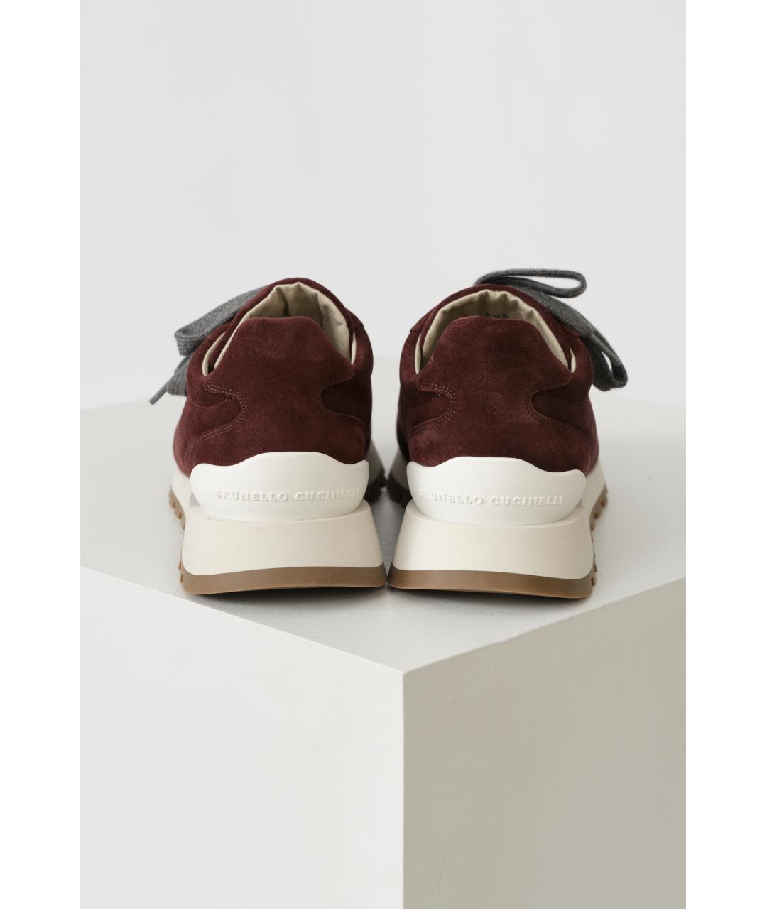 BRUNELLO CUCINELLI Бордовые замшевые кроссовки, фото 3