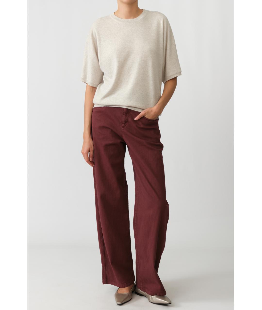 BRUNELLO CUCINELLI Бордовые хлопковые прямые джинсы, фото 6