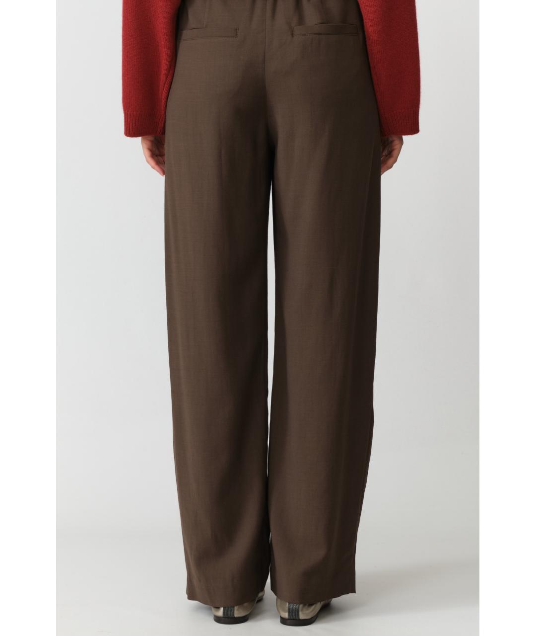 BRUNELLO CUCINELLI Коричневые шерстяные прямые брюки, фото 4