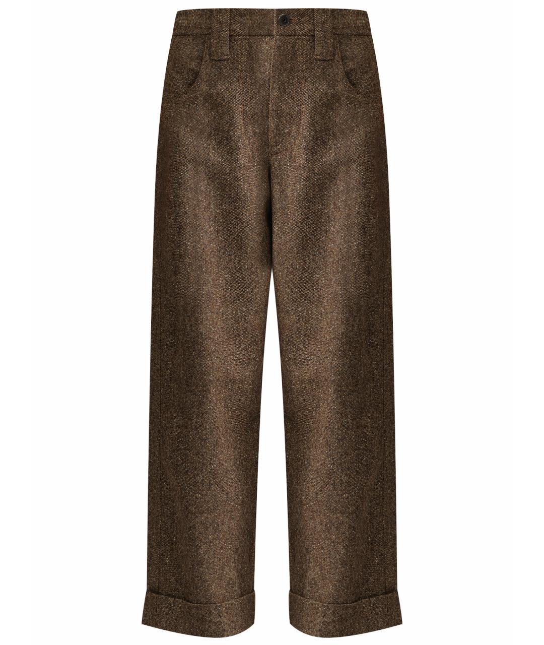 BRUNELLO CUCINELLI Коричневые шерстяные прямые брюки, фото 1