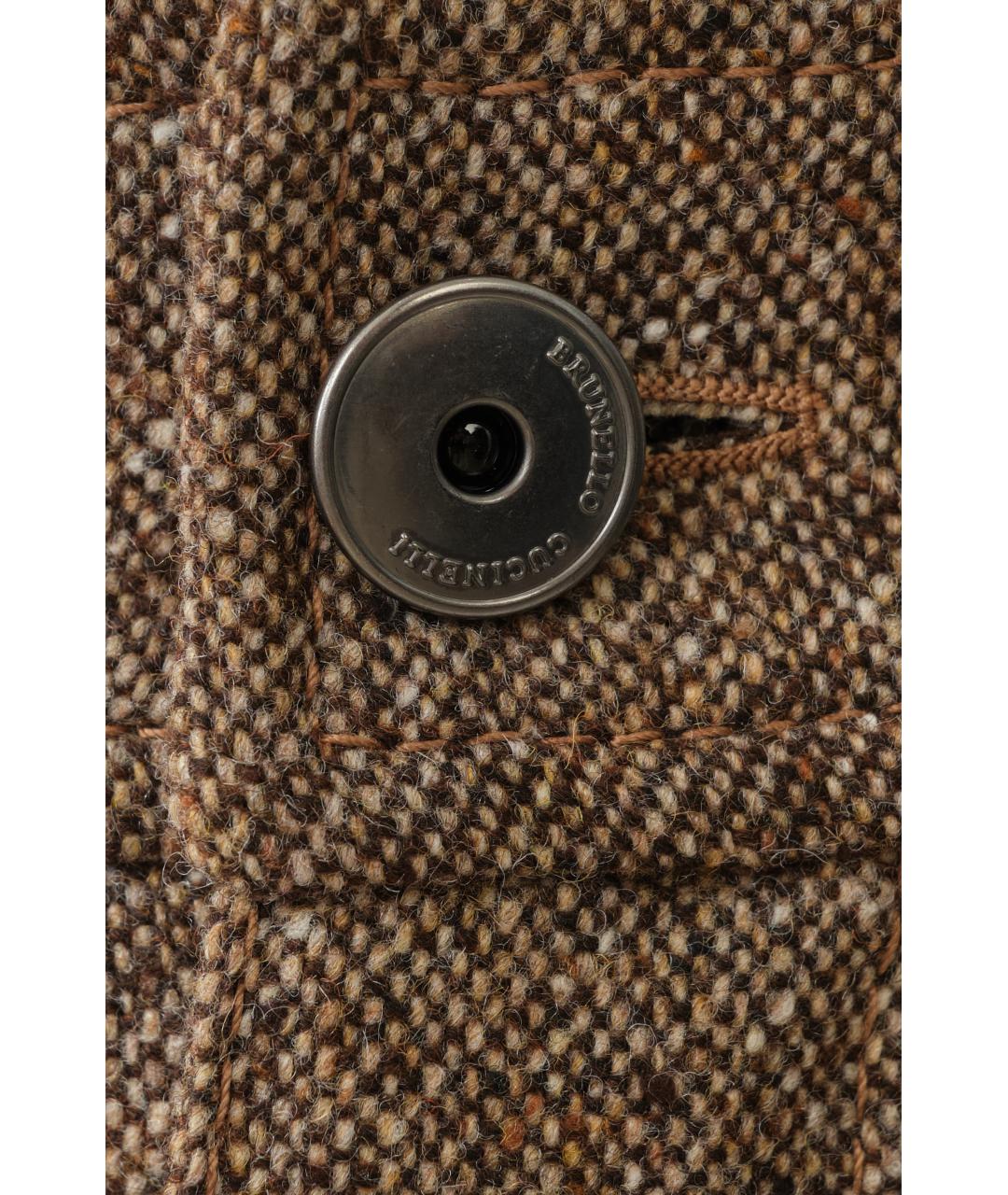 BRUNELLO CUCINELLI Коричневые шерстяные прямые брюки, фото 6
