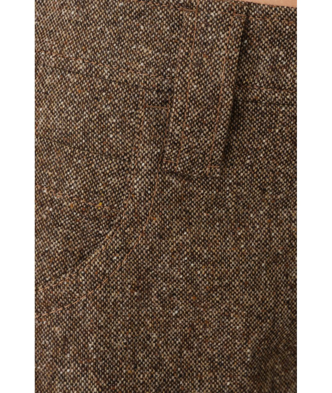 BRUNELLO CUCINELLI Коричневые шерстяные прямые брюки, фото 5