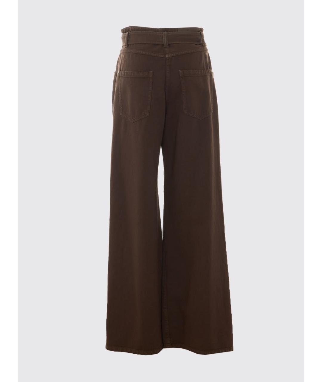 BRUNELLO CUCINELLI Коричневые хлопковые прямые брюки, фото 3