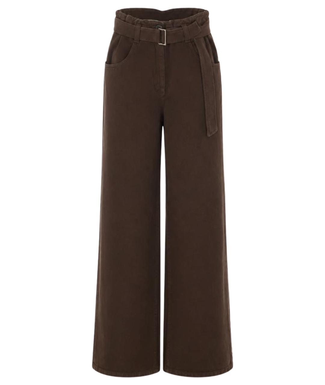 BRUNELLO CUCINELLI Коричневые хлопковые прямые брюки, фото 1