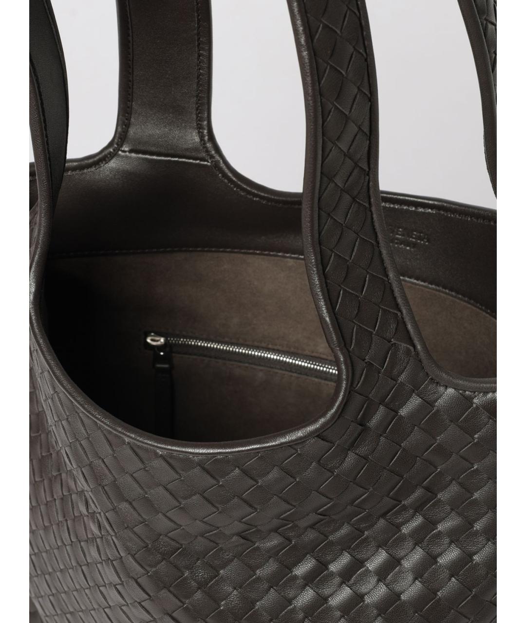BOTTEGA VENETA Черная кожаная сумка тоут, фото 4