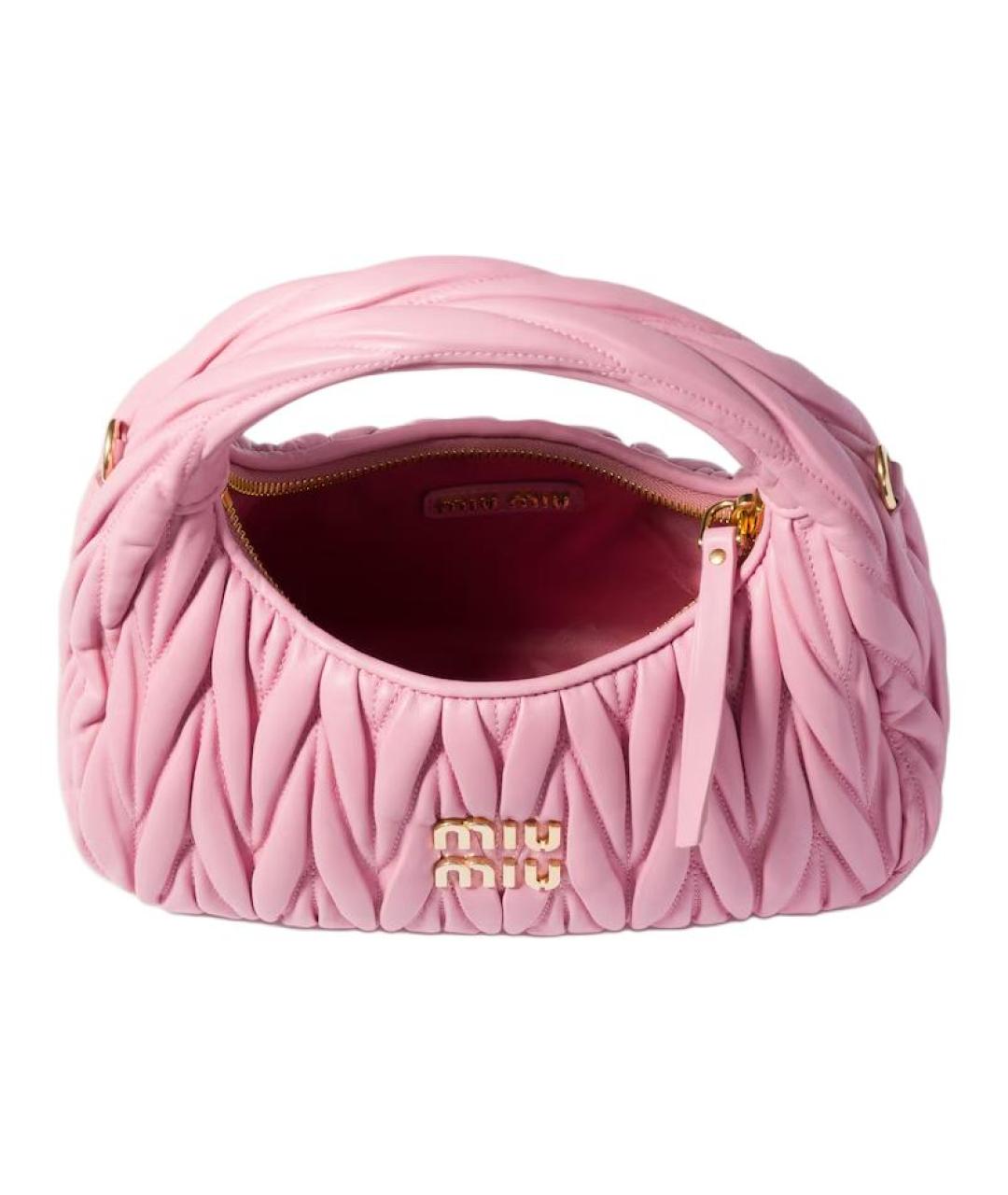 MIU MIU Розовая кожаная сумка через плечо, фото 4