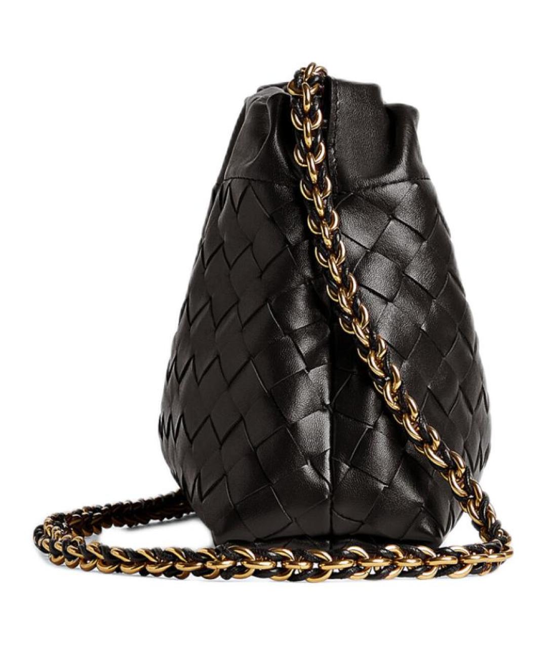 BOTTEGA VENETA Черная кожаная сумка через плечо, фото 2