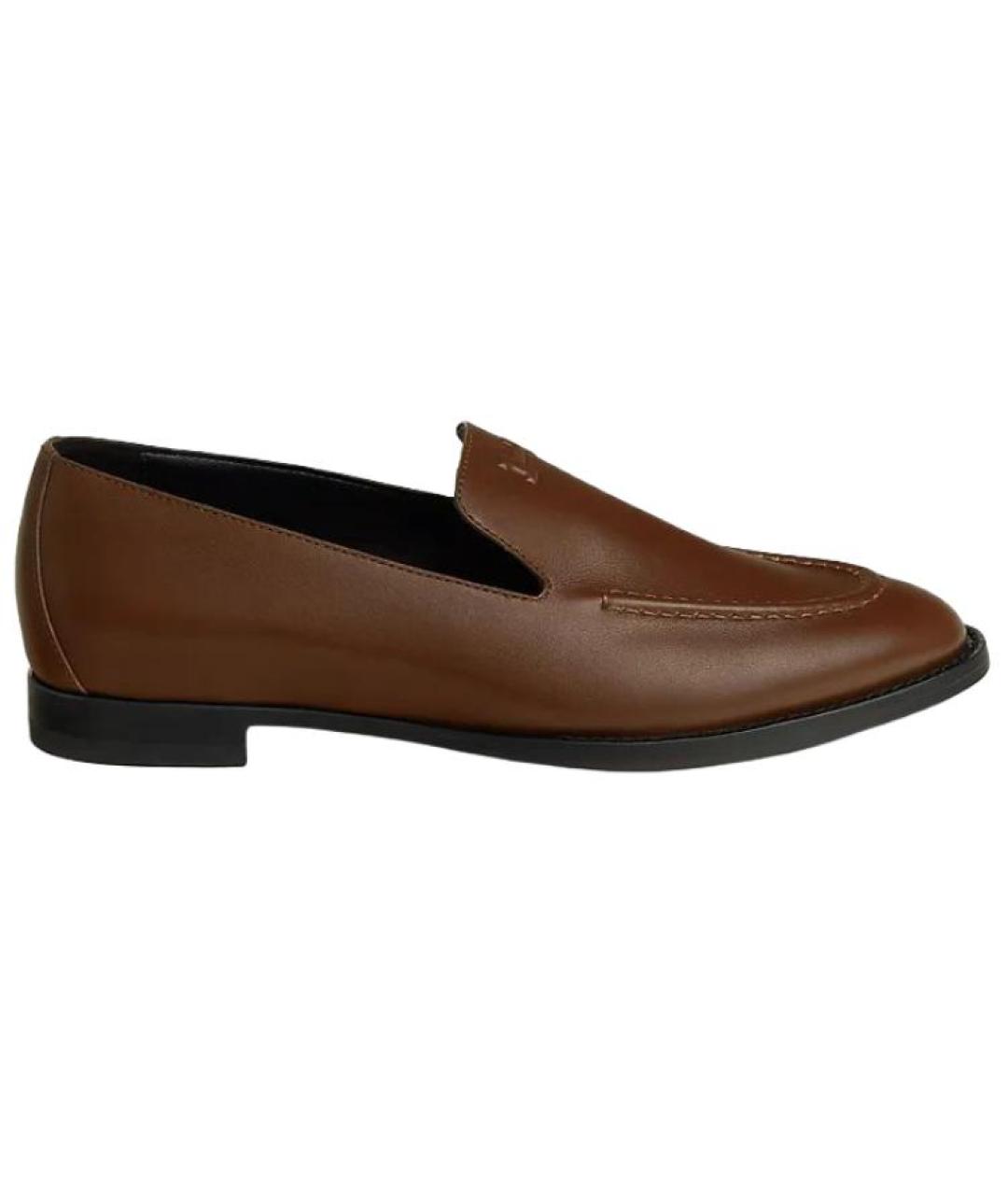 HERMES Коричневые кожаные лоферы, фото 1