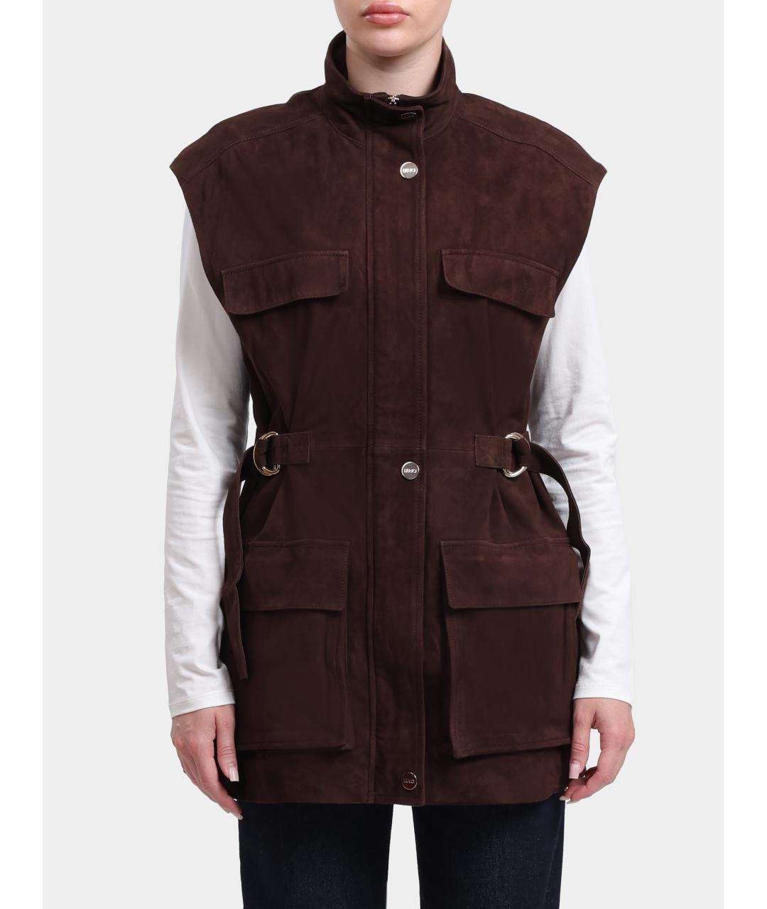 LIU JO Коричневый замшевый жилет, фото 6
