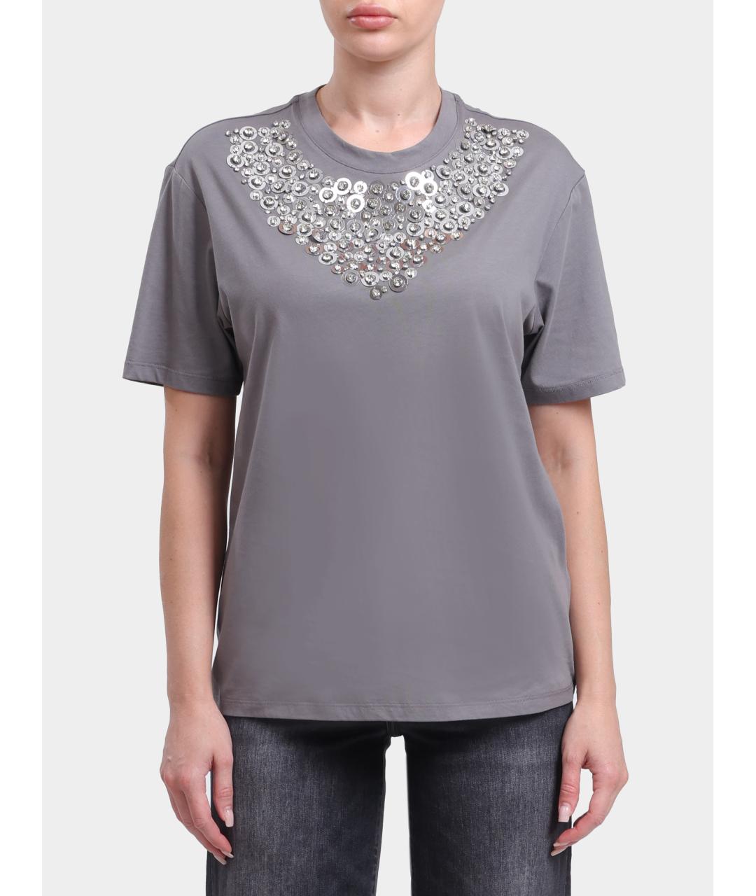 LIU JO Серая хлопковая футболка, фото 6