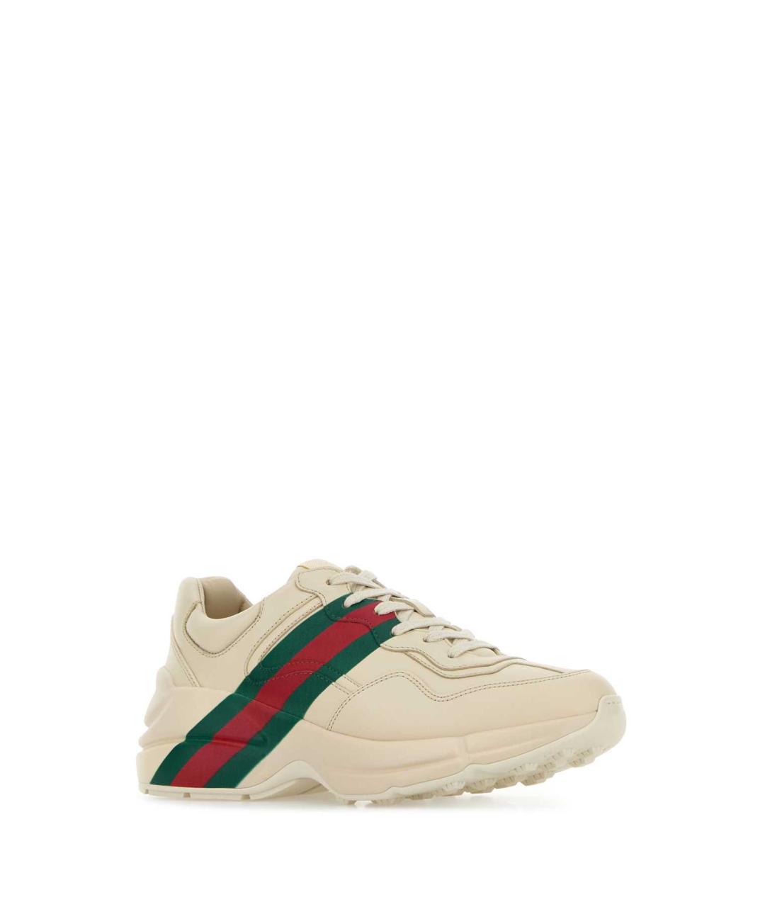 GUCCI Бежевые кожаные кроссовки, фото 2