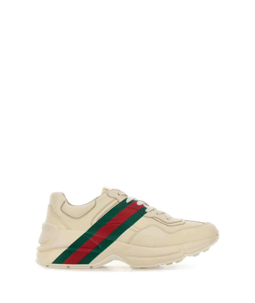 GUCCI Бежевые кожаные кроссовки, фото 1
