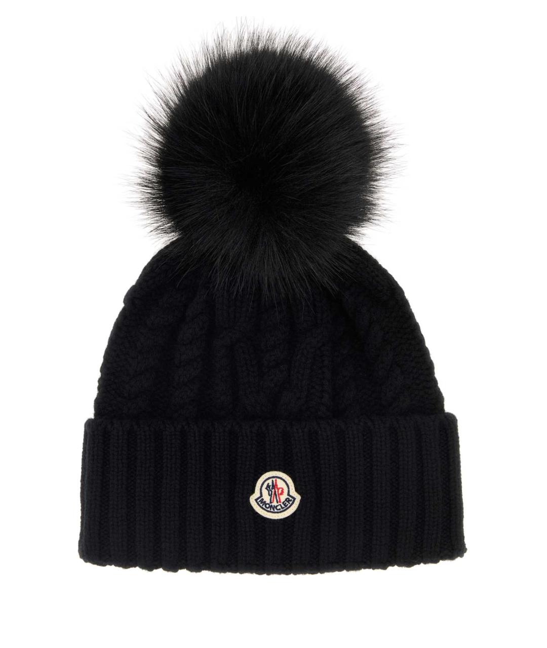 MONCLER Черная кашемировая шапка, фото 1