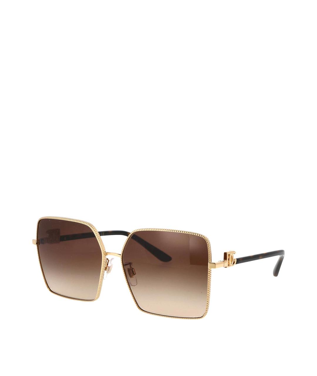 DOLCE&GABBANA Золотые металлические солнцезащитные очки, фото 2