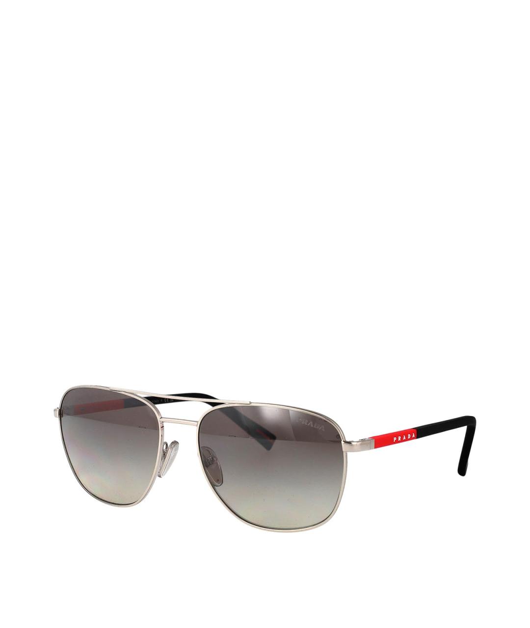 PRADA Серебряные металлические солнцезащитные очки, фото 2