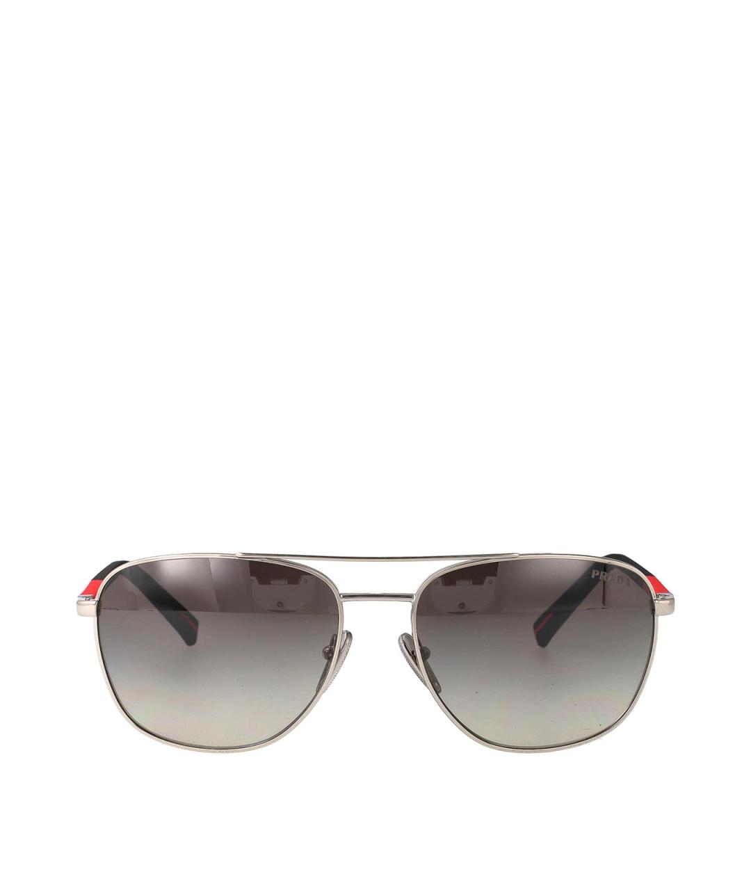 PRADA Серебряные металлические солнцезащитные очки, фото 1