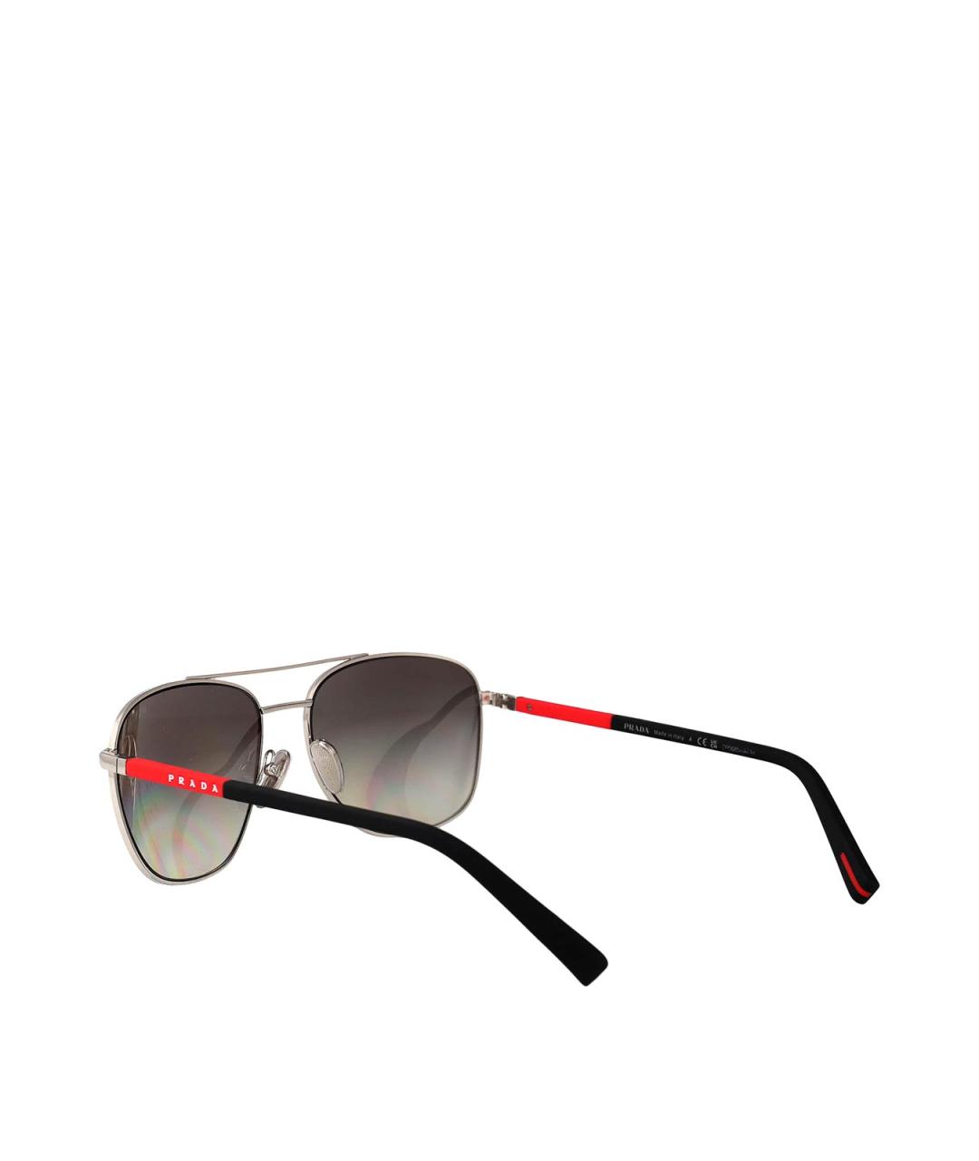 PRADA Серебряные металлические солнцезащитные очки, фото 4
