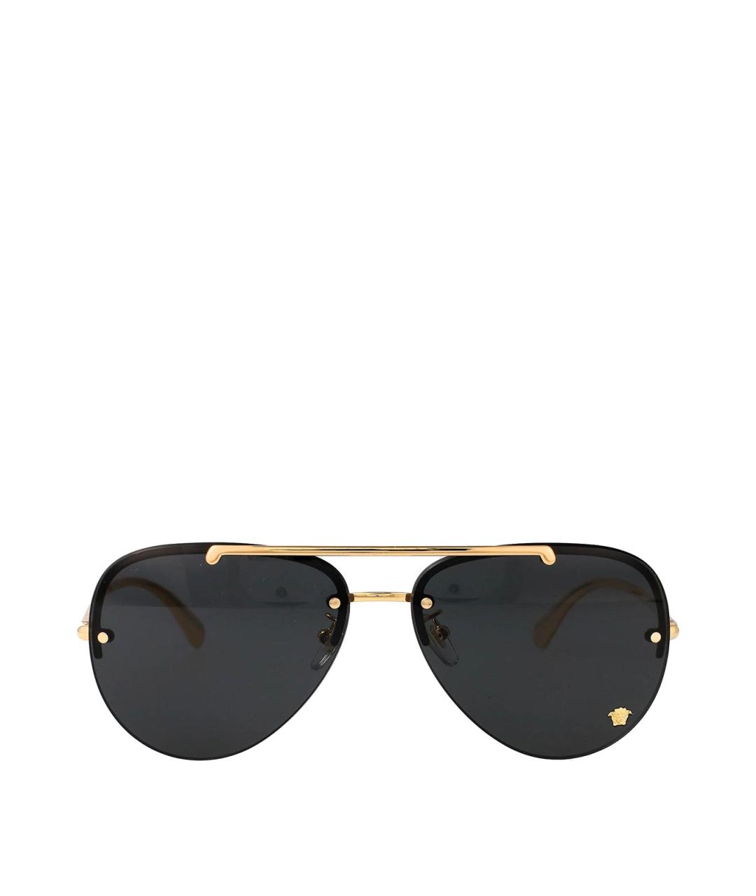 VERSACE Золотые металлические солнцезащитные очки, фото 1