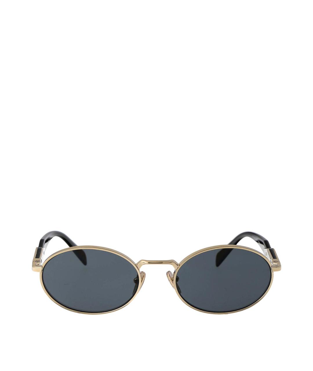 PRADA Золотые металлические солнцезащитные очки, фото 1
