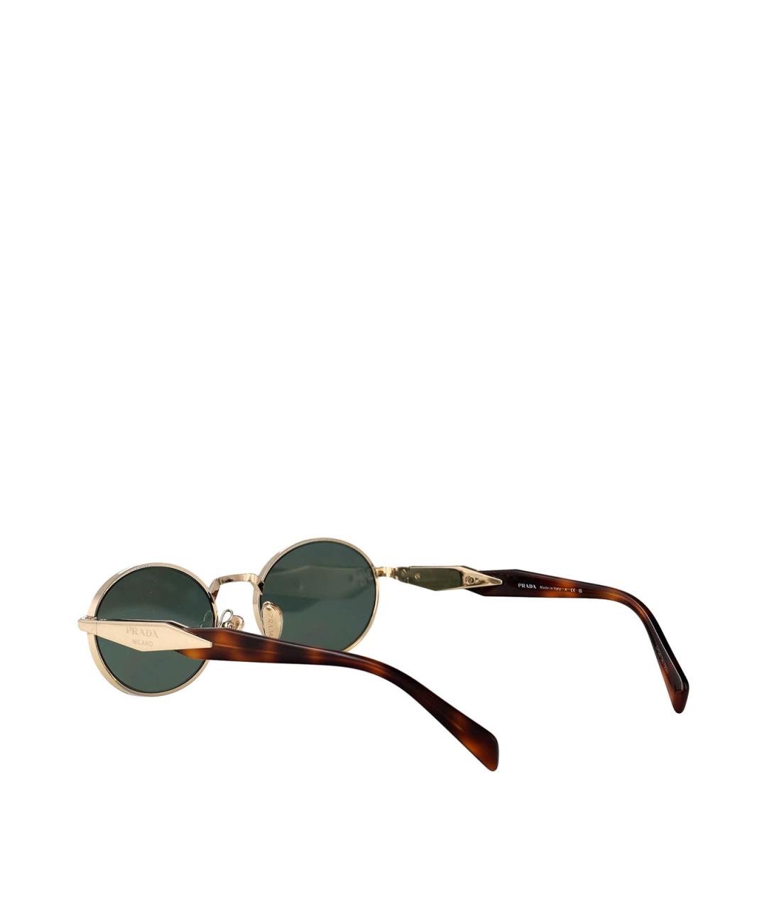 PRADA Золотые металлические солнцезащитные очки, фото 4