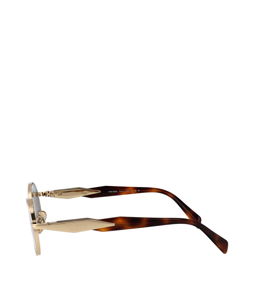PRADA Золотые металлические солнцезащитные очки, фото 3