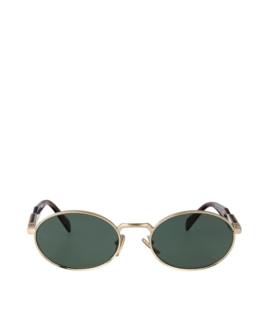 PRADA Золотые металлические солнцезащитные очки, фото 1