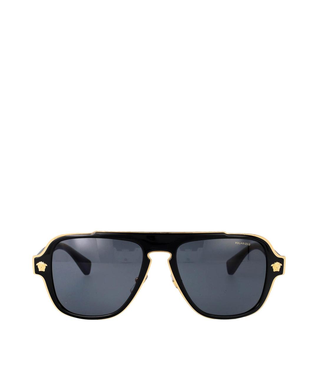 VERSACE Черные металлические солнцезащитные очки, фото 1