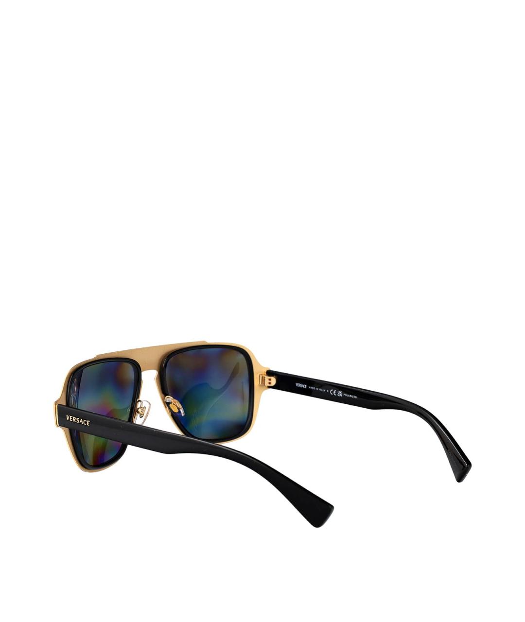 VERSACE Черные металлические солнцезащитные очки, фото 4