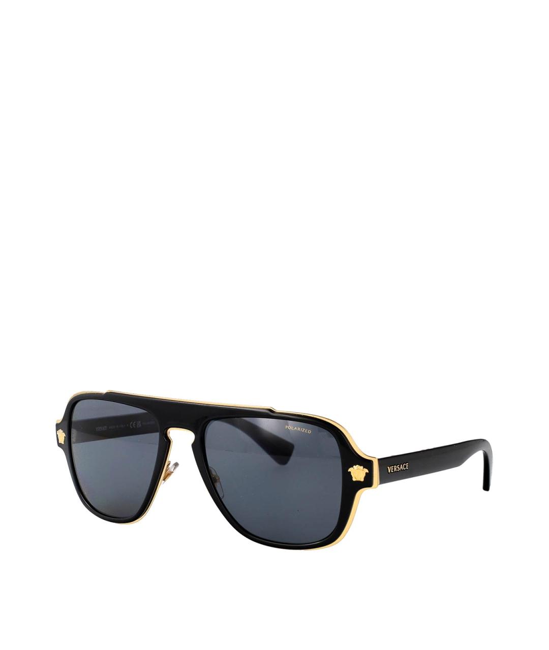 VERSACE Черные металлические солнцезащитные очки, фото 2