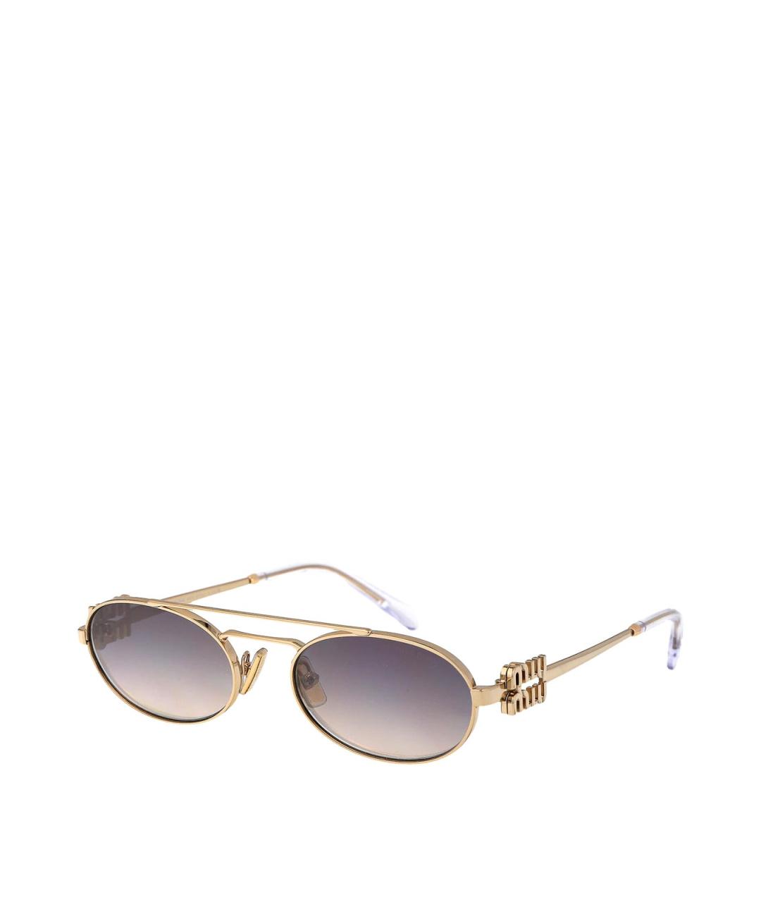 MIU MIU Золотые металлические солнцезащитные очки, фото 2